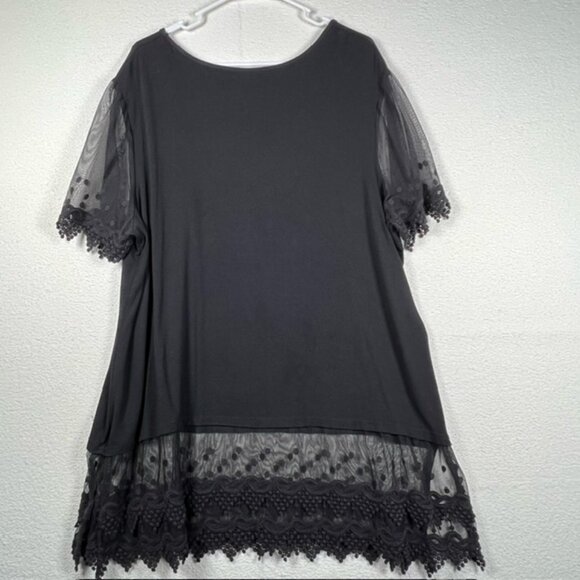Kaktus Womens Pullover Tunic Short Lace Flutter Sleeves & Hem Plus Size 3X - Picture 4 of 8